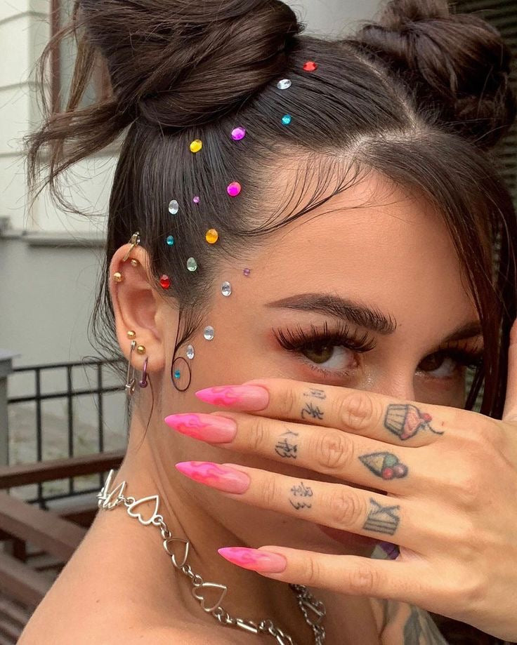 SS Adhesive Hair Gem & Rhinestone Set