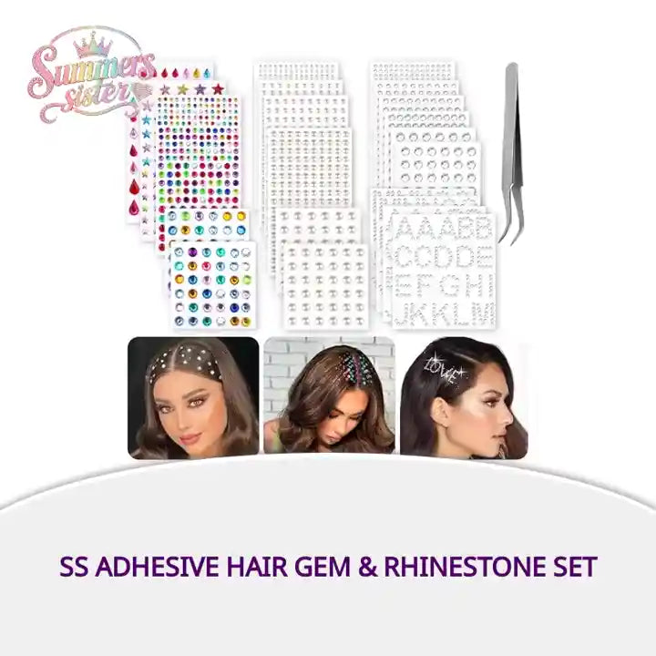 SS Adhesive Hair Gem &amp; Rhinestone Set by@Outfy